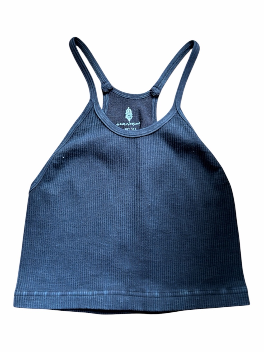 Free People Dark Navy Ribbed High Neck Tank